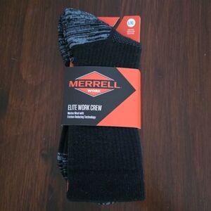 Merrell Merino Wool Elite Work Crew Socks - Black - Size L/XL